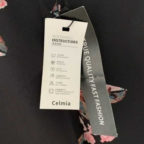 Celmia Collection NWT XXL Floral Black Jumper Cutout Sides  Buttons 0079 - Picture 9 of 10